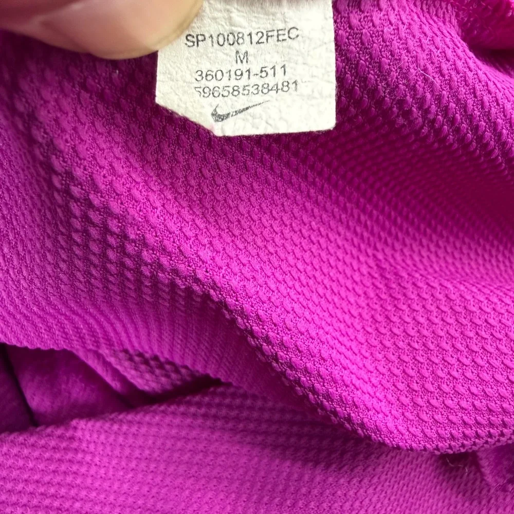 Nike Golf Polo Shirt Men Medium Purple 360191-511 Striped Dri-FIT Short Sleeve